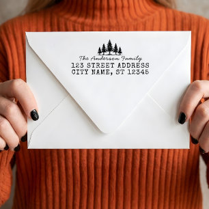 Personalized Holiday Christmas Tree Return Address Self-inking Stamp