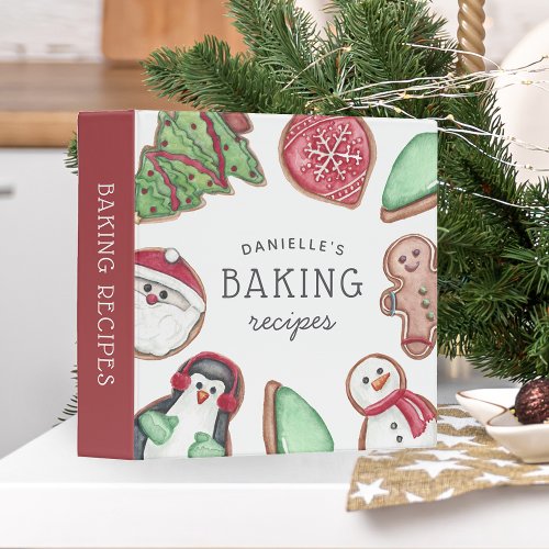 Personalized Holiday Cookie Baking Recipe 3 Ring Binder
