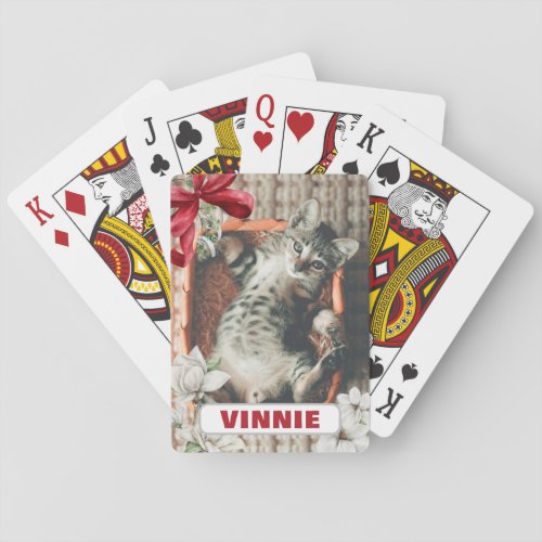 Personalized Holiday Custom Pet Photo Name Poker Cards