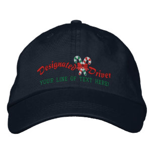 Personalized Holiday Designated Driver Candy Canes Embroidered Baseball Hat