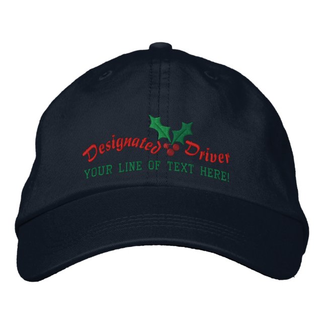 Personalized Holiday Designated Driver Embroidered Baseball Cap (Front)