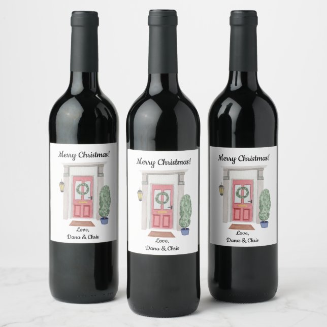 Personalized Holiday Doors Christmas Wine Label (Bottles)