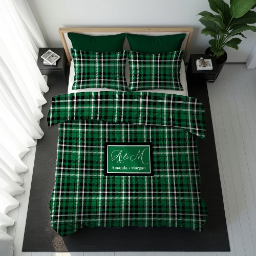 Personalized Holiday Duvet Cover Tartan Keepsake