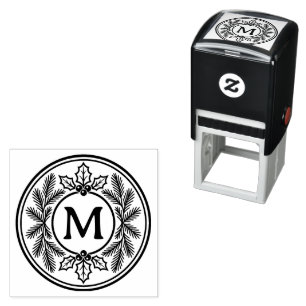 Personalized Holiday Evergreen Monogrammed Self-inking Stamp