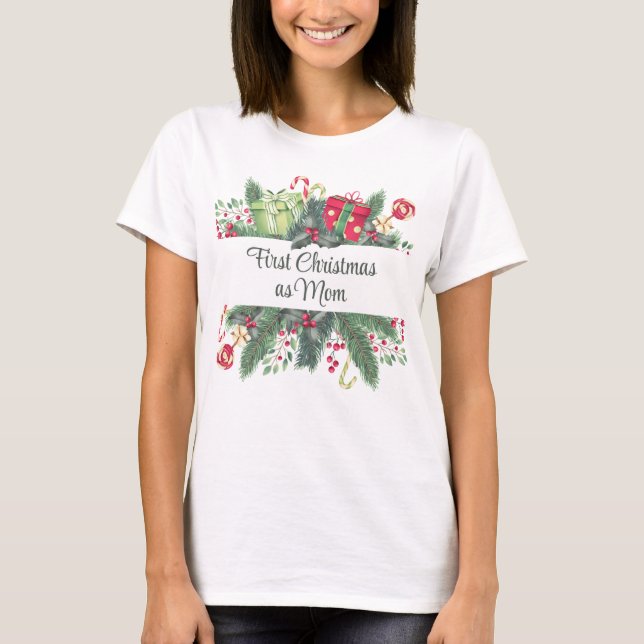 Personalized Holiday Festive First Christmas  T-Shirt (Front)