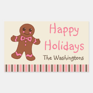 Personalized Holiday Gingerbread Stickers