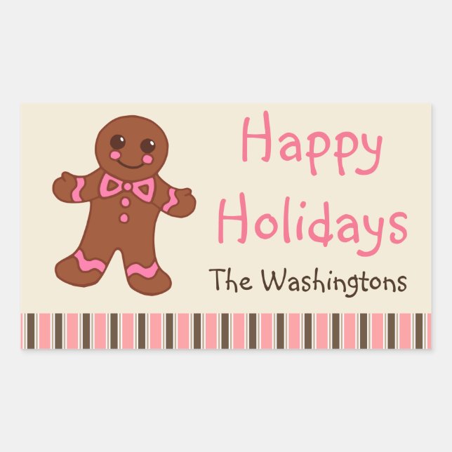 Personalized Holiday Gingerbread Stickers (Front)