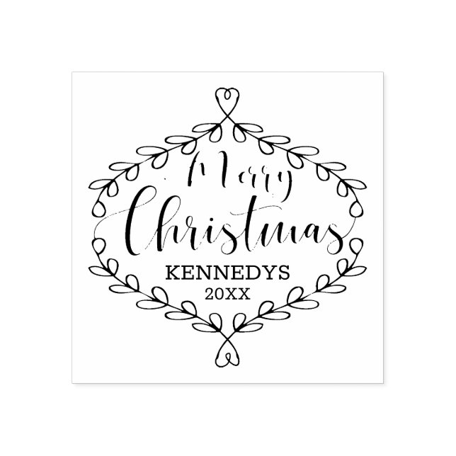 Personalized Holiday Merry Christmas Rubber Stamp (Imprint)