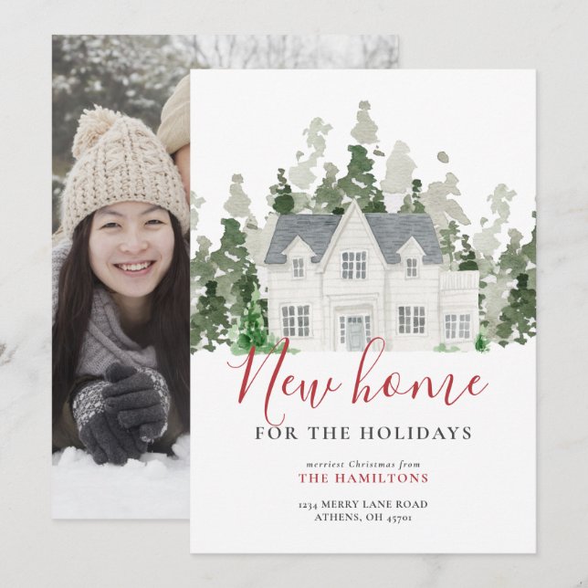 Personalized Holiday Moving Announcement PhotoCard (Front/Back)