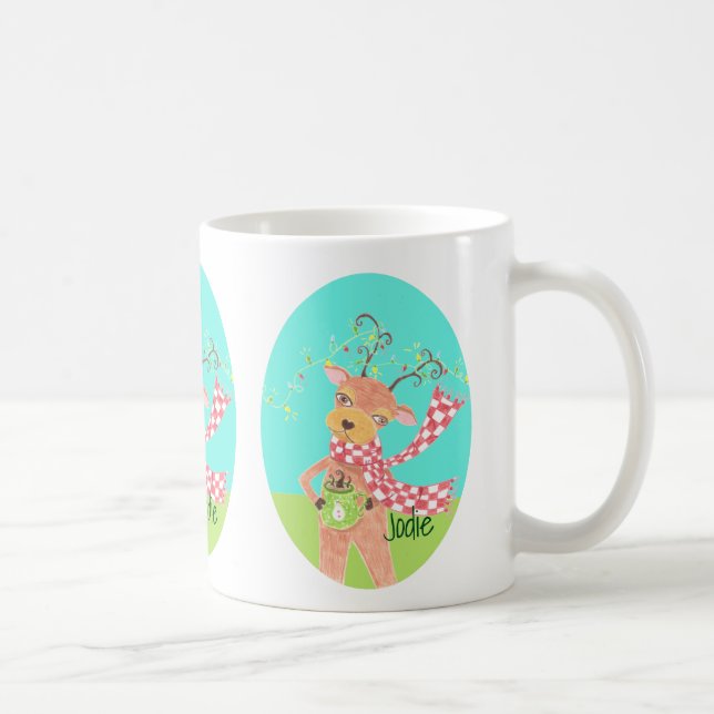 Personalized Holiday mug - Christmas reindeer (Right)