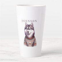 Personalized Holiday Mugs, Festive Siberian Husky