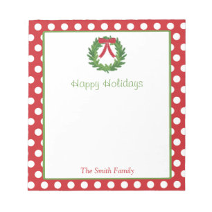 Personalized Holiday Notepad   Christmas Wreath