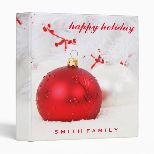 Personalized Holiday Ornaments 3 Ring Binder (Front/Spine)