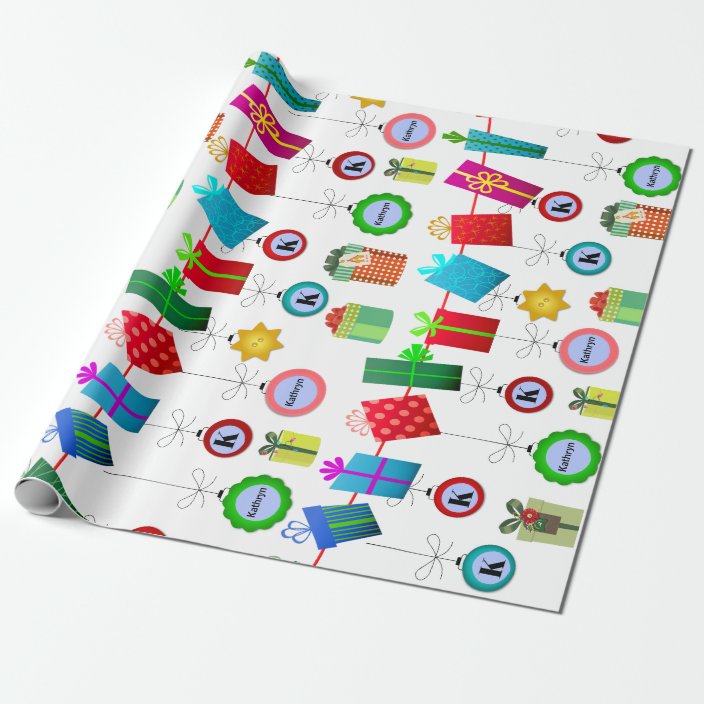 Personalized Holiday Ornaments Wrapping Paper
