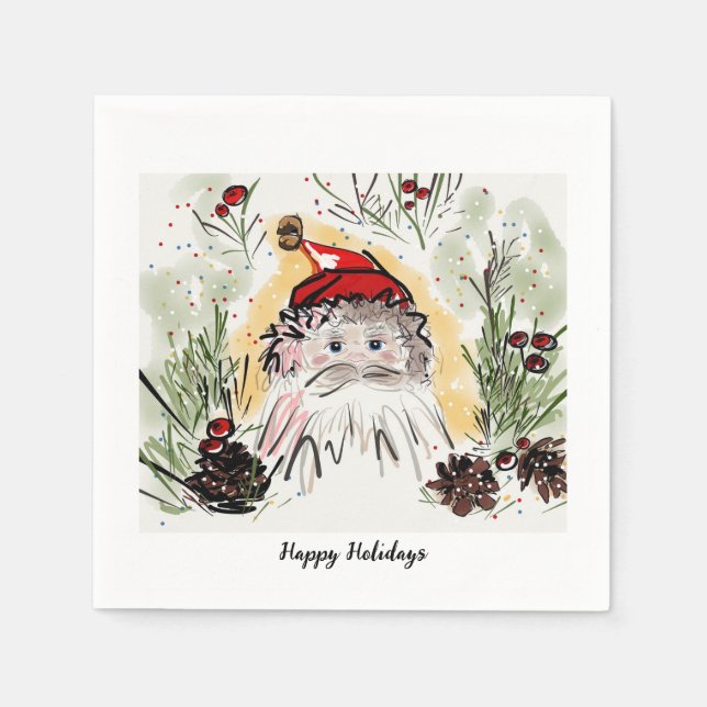Personalized Holiday Party Santa Cocktail Napkins (Front)