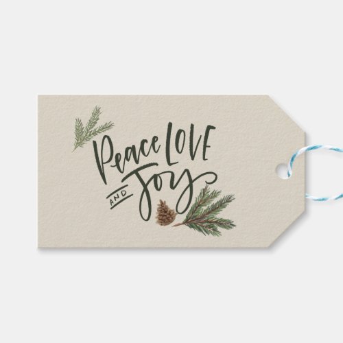 Personalized Holiday Peace Love and Joy Gift Tags