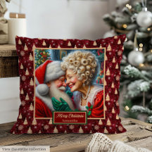 Personalized Holiday Pillow Classic Santa Couple