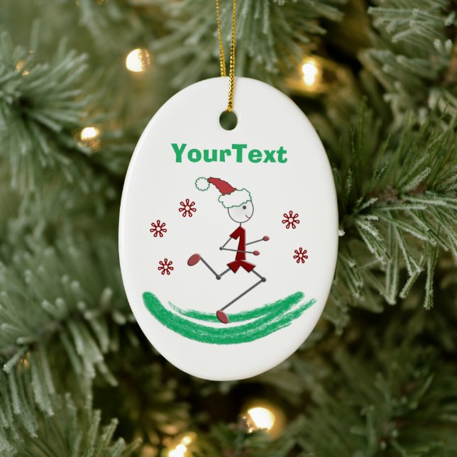 PERSONALIZED Holiday Stick Runner Guy Ceramic Ornament (Tree)