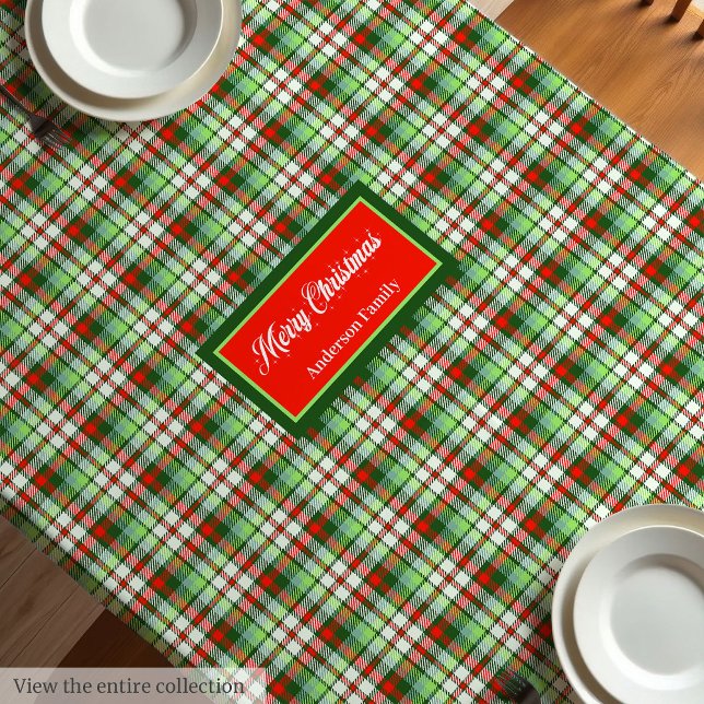 Personalized Holiday Tablecloth Elegant Red Green (Personalized Holiday Tablecloth Elegant Red Green)