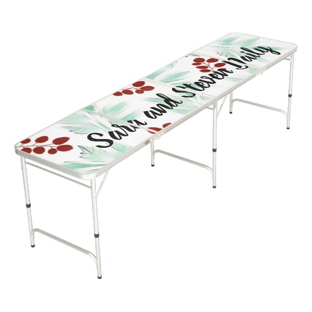Personalized Holiday Wedding Beer Pong Table (Angled)