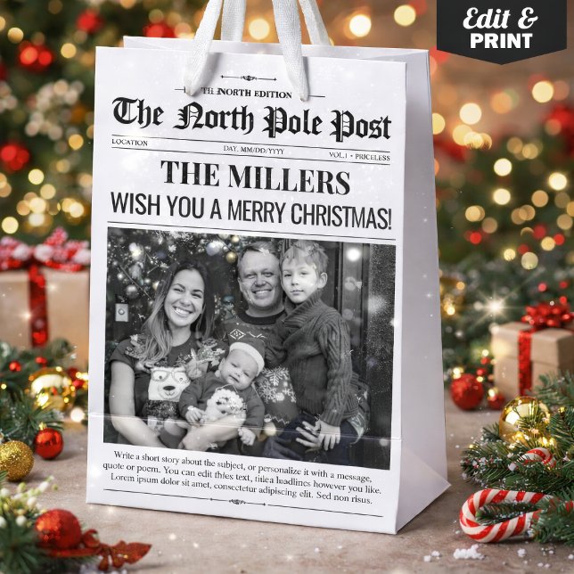 Personalized Holidays Gift Bag Christmas Newspaper (Personalized Holidays Gift Bag Christmas Newspaper)
