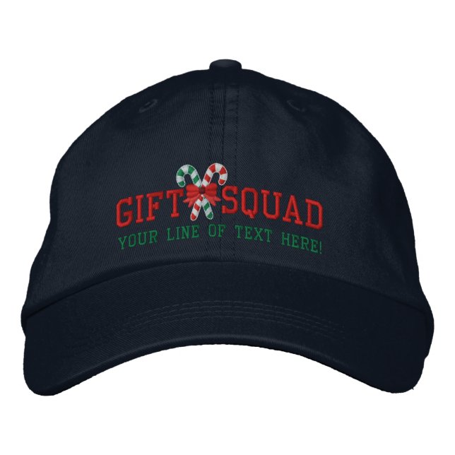 Personalized Holidays Gift Squad Candy Canes Embroidered Baseball Cap (Front)