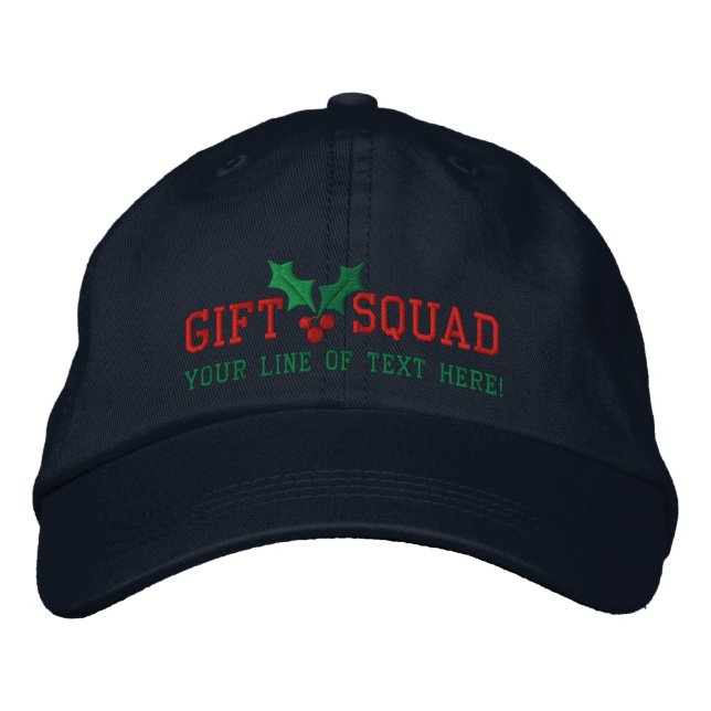Personalized Holidays Gift Squad Embroidered Baseball Hat (Front)