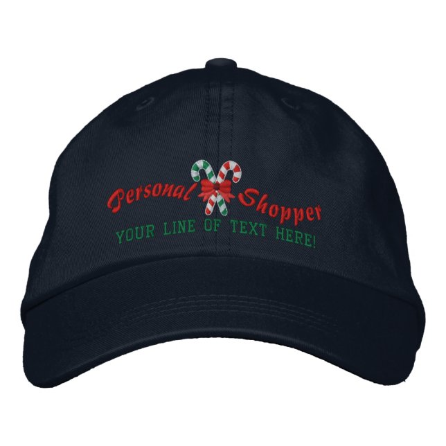 Personalized Holidays Personal Shopper Canes Embroidered Baseball Hat (Front)