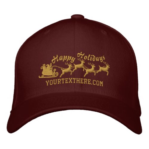 Personalized Holidays Santa Sleigh Ride Scene Embroidered Baseball Hat