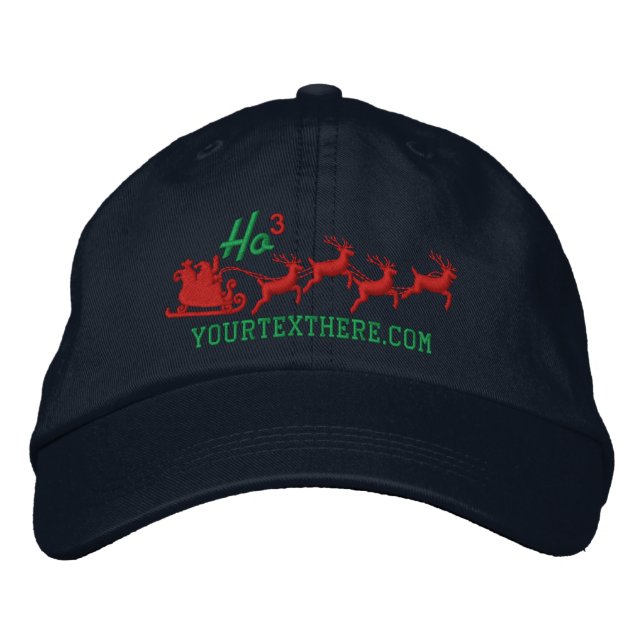 Personalized Holidays Santa Sleigh Ride Scene Embroidered Baseball Hat (Front)