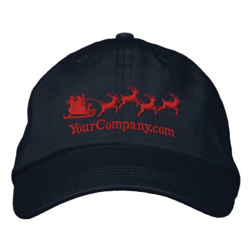 Personalized Holidays Santa Sleigh Ride Scene Embroidered Baseball Hat