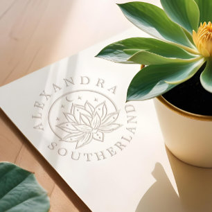 Personalized Holistic Celestial Moon Lotus Flower Embosser