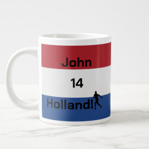Personalized Holland Flag Football Fan Giant Coffee Mug