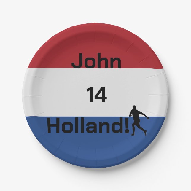 Personalized Holland Flag Soccer Party Paper Plates (Front)