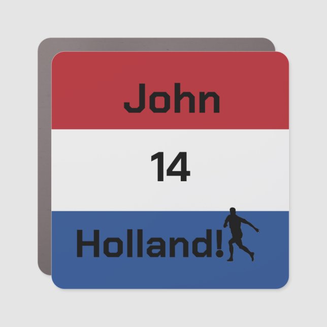 Personalized Holland Flag Soccer Pride Car Magnet (Front)