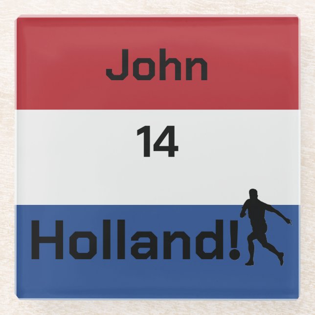Personalized Holland Flag Soccer Pride Glass Coaster (Front)