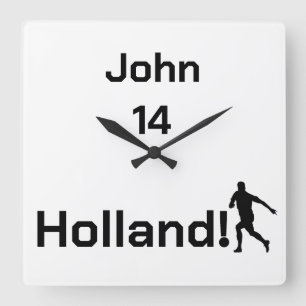 Personalized Holland Soccer Athletic Spirit Square Wall Clock