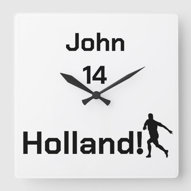 Personalized Holland Soccer Athletic Spirit Square Wall Clock (Front)