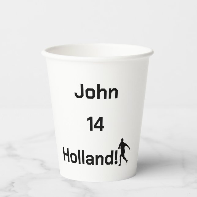 Personalized Holland Soccer Fan Party Paper Cups (Front)