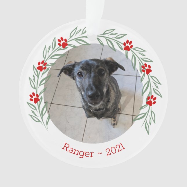 Personalized Holly Elegant Pet Photo Ornament (Front)