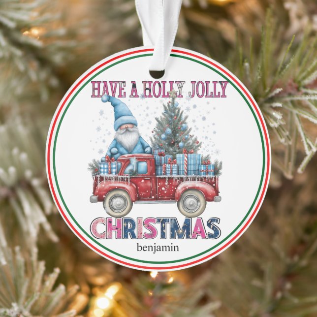 Personalized Holly Jolly Christmas Ornament (Tree)