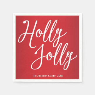 Personalized Holly Jolly Christmas Paper Napkins