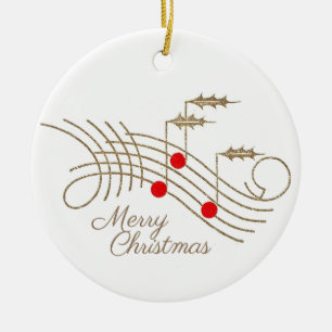 Personalized Holly Music Christmas Ornament