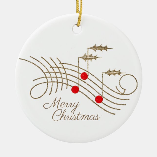 Personalized Holly Music Christmas Ornament (Front)