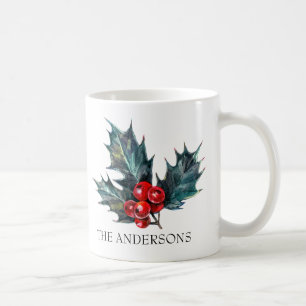 Personalized Holly Sprig Christmas Mug