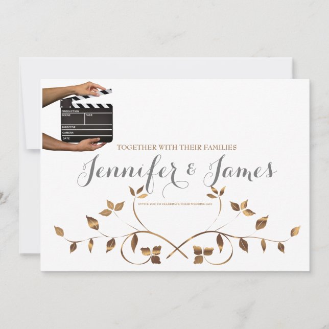 Personalized Hollywood Clapper Wedding Invitation (Front)