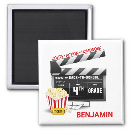Personalized Hollywood Movie Theme 4th Grade Magnet