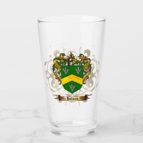 Personalized Holman Surname Shield of Arms Glass