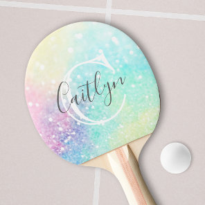 Personalized Holographic Glitter Monogram Ping Pong Paddle