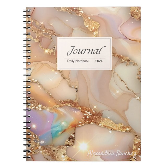 Personalized Holographic Resin Alcohol Ink Spiral Notebook (Front)